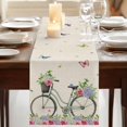 thumbnail image 3 of Table Runners 72 Inches Long Dress Scarves, Farmhouse Spring Farmhouse Kitchen/Dining Table Runner, Coffee Tablerunners, Retro Bicycles Flowers Vines Butterfly 16x72 Inch, 3 of 9