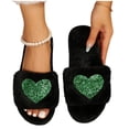 thumbnail image 7 of uublik Women's House Fuzzy Slippers Memory Foam Open-Toe Slippers Soft Fleece Indoor Shoes Indoor/Outdoor Slippers, Green, 7 of 7