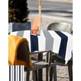 thumbnail image 5 of Lsrtoss Outdoor Tablecloth with Umbrella Hole & Zipper, Navy Blue Gray Striped Square Tablecloth 60x60 Inch, Farmhouse Stripe Art Patio Table Cover Waterproof Table Cloth for Picnic/Party, 5 of 7