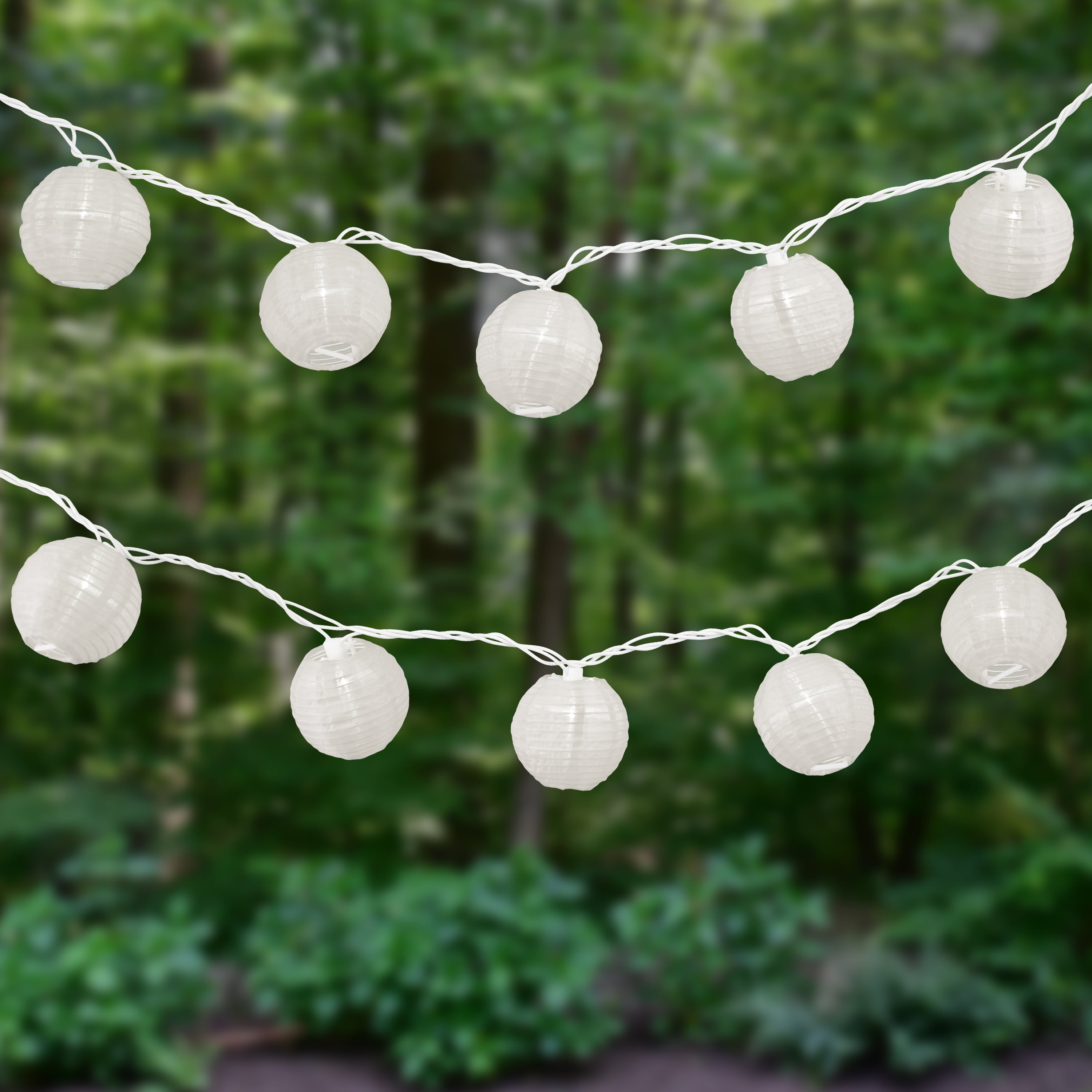 LumaBase Electric String Lights with 10 Nylon Lanterns