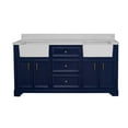 thumbnail image 5 of Zelda 72" Double Farmhouse Bathroom Vanity with Royal Blue Cabinet and Quartz Top, 5 of 7