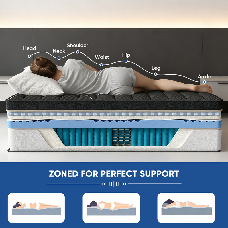PARKWELL 12 inch King Mattress, Gel Memory Foam and Spring Hybrid Mattress, Medium Comfort King Size in a Box, Adult