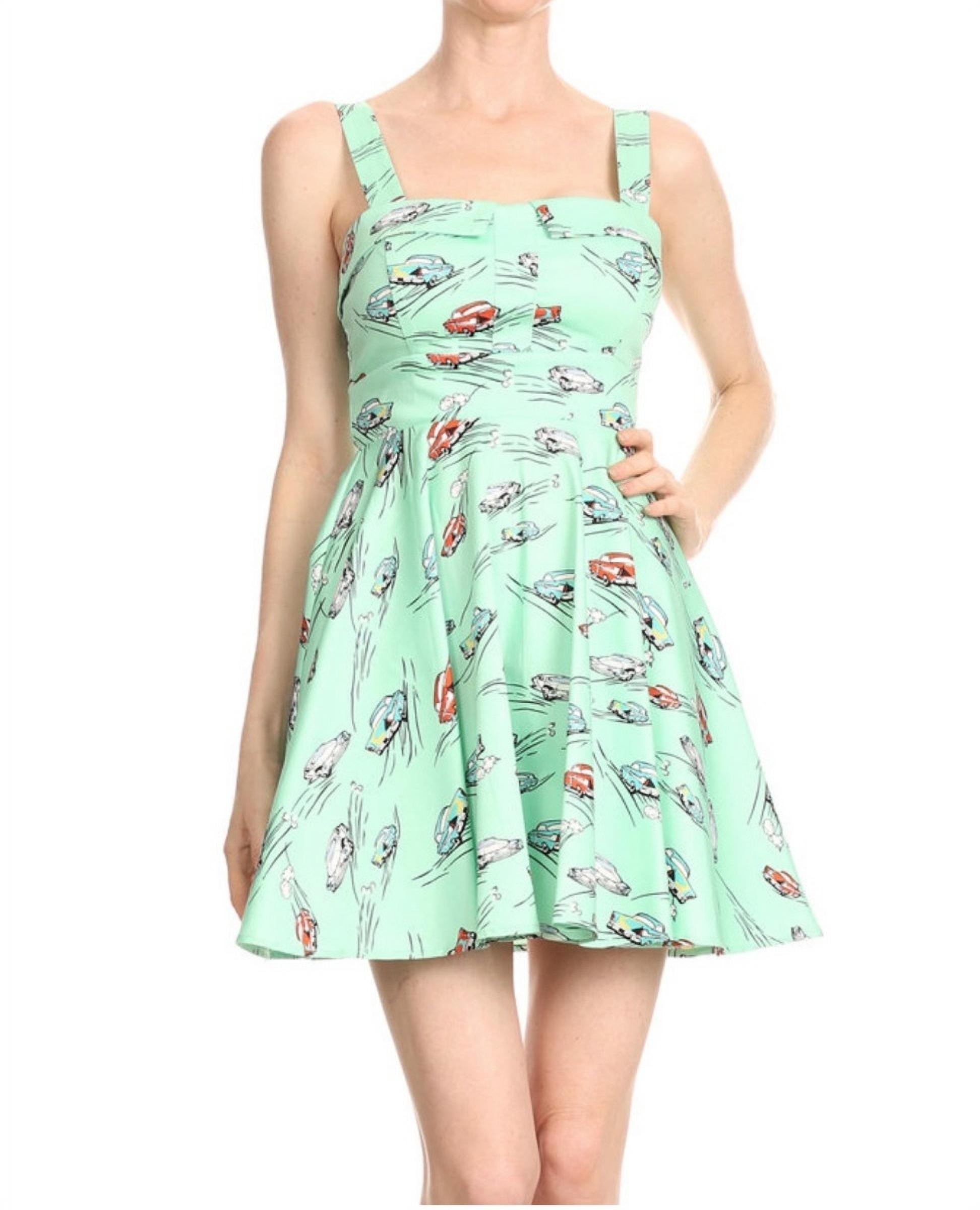 Sleeveless Elegant Unique Style Junior Midi Toy Car Print Dress with