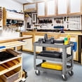 thumbnail image 2 of Gymax 3-Tier Utility Cart Heavy-Duty PP Service Cart w/550 LBS Max Load Storage Handle, 2 of 10