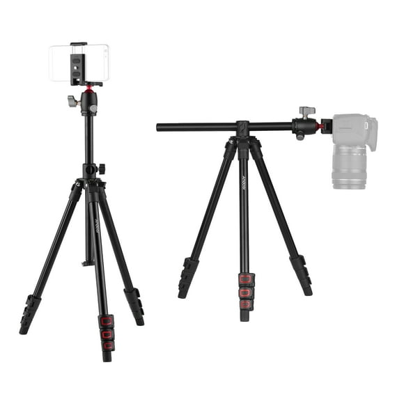 Trípode Andoer Q160H Trípode de cámara portátil Montaje horizontal Trípode de viaje profesional con rótula panorámica de 360 ° Universal para cámaras DSLR ILDC DVs Smartphones Max. Carga 5kg