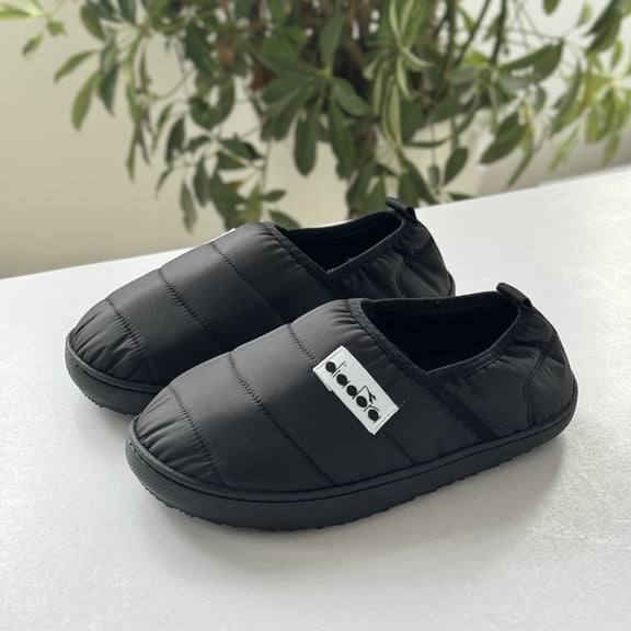 ZELAND Unisex Insulated Puffer Cotton Slippers - Portable, Anti-Slip Rubber Sole, Faux Shearling Lined Winter House Shoes