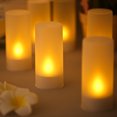 thumbnail image 3 of Juego de 12 velas LED recargables con luz cálida y diseño realista, perfectas para decorar en Navidad, bodas o fiestas. Incluyen base de carga USB, copas de vidrio esmerilado y cable. Seguras,, 3 of 7