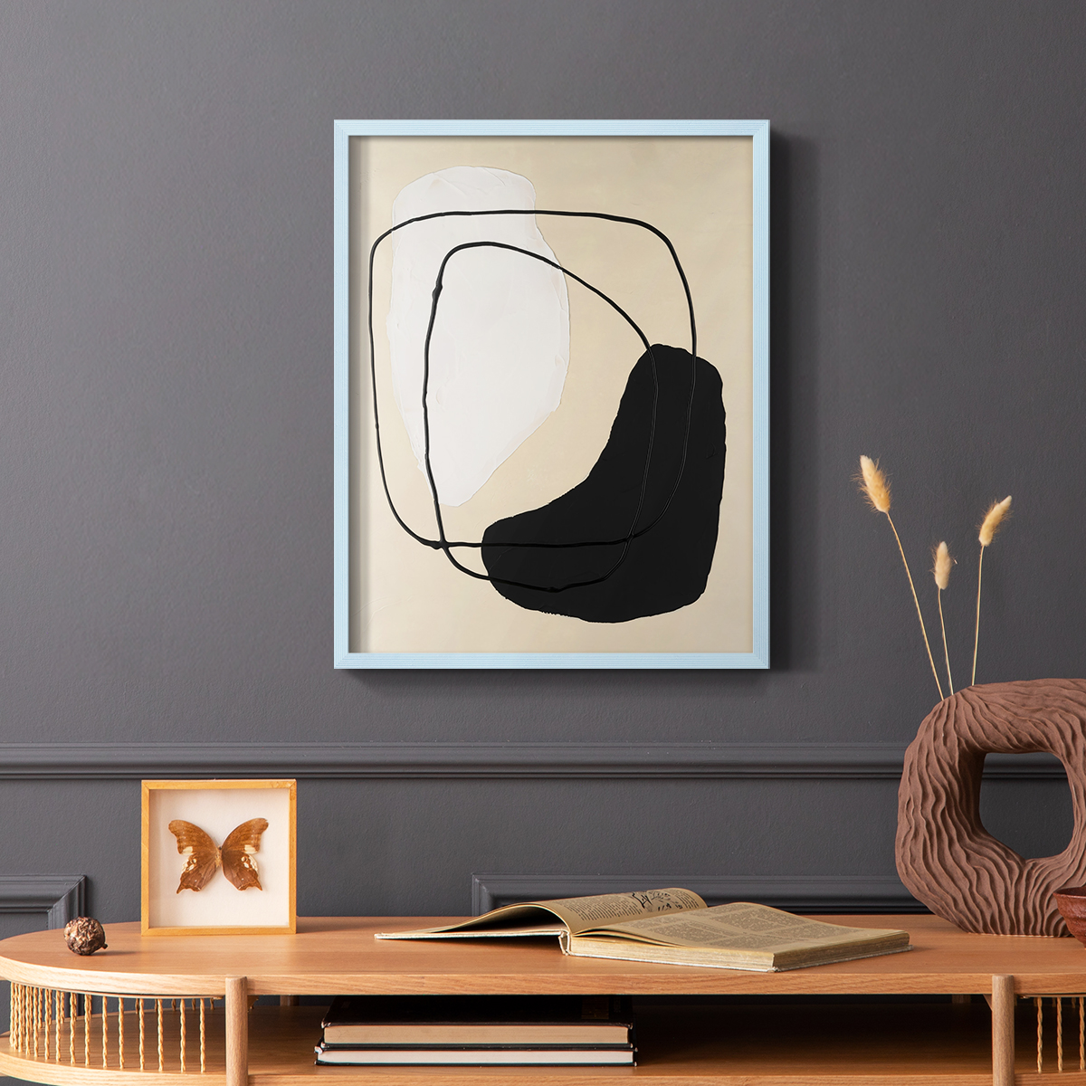 Avant Mod I Framed Print in Blue Solid Wood Framed Print No Nail Hanging