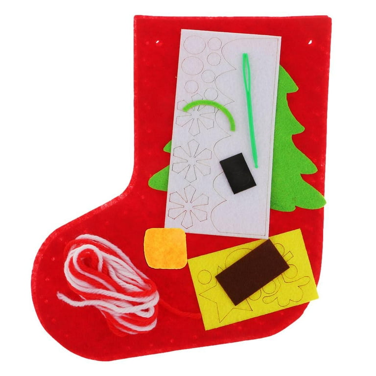 Baker Ross At189 Christmas Stocking Sewing Kids - Pack of 3, for Festive Crafting, Beginners Embroidery, Dexterity and Ornaments