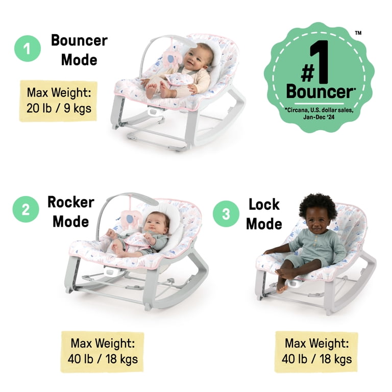 Ingenuity Keep Cozy 3-in-1 Baby Bouncer, Pink Burst photo 2