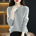thumbnail image 2 of Mlzmgr Sweaters for Women Button down Crew Neck Breathable Casual Shirts Womens Outerwear Clothing Solid Color, 2 of 3