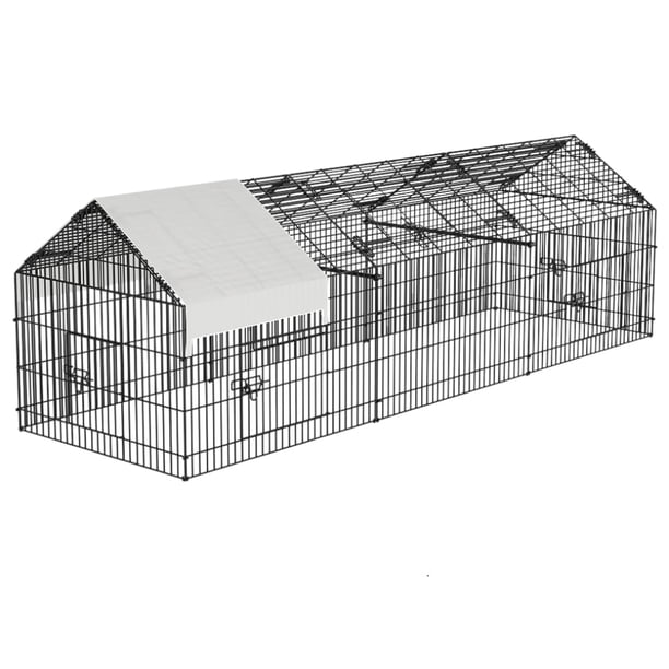 Yeshouse Gallinero de Metal con cubierta a prueba de agua, corral de gallinas para corral, gallinera portátil al aire libre, jaula de animales grande con 4 puertas para la gallina de conejo pato