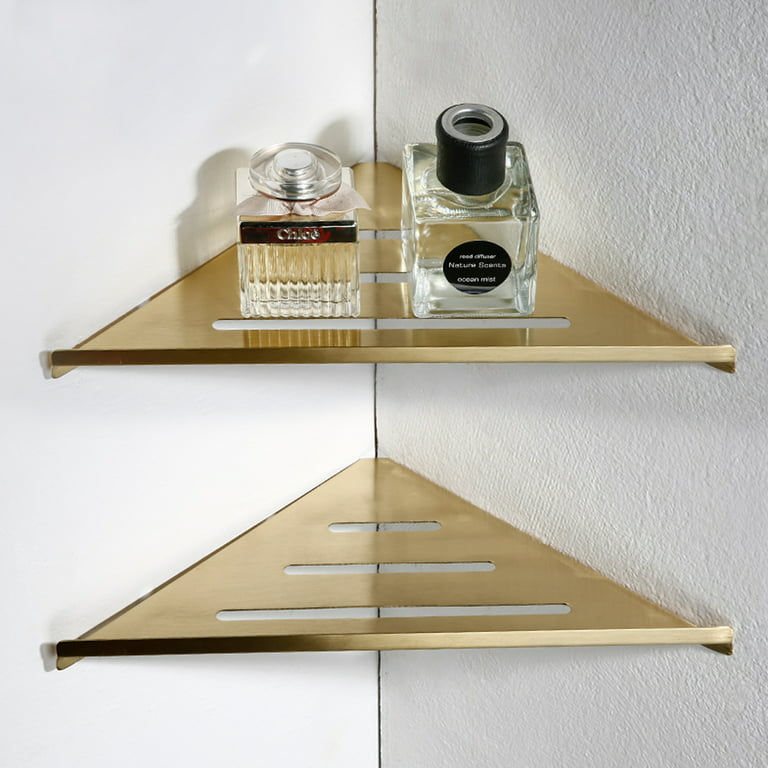MOGFCT Bathroom Corner Shelf Wall Mounted Triangle Metal Storage Shower  Caddy (Brushed Gold)
