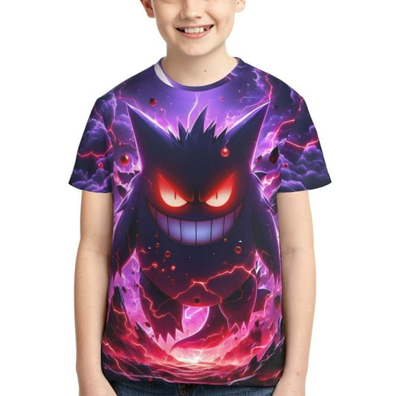 Gengar Kids T-Shirt 3d Printed Graphic T-Shirts Boys And Girls Short Sleeve Shirts For Youth Kids X-Small