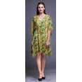 thumbnail image 2 of Bimba White4 Floral Leaves & Aster Ladies Kaftan Holiday Loungewear Midi Dress Beach Coverup-XL-3X, 2 of 5