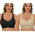 thumbnail image 2 of Daystry Plus Size Everyday Bras for Women Full Coverage Soft Sleep Wirefree Bras Pack of 2 New Upgrade, 2 of 10