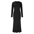 thumbnail image 6 of Ltctricy Maxi Dresses for Women Elegant Slim Long Sleeve Bodycon Pencil Dress Casual Crewneck Club Party Dresses, 6 of 7