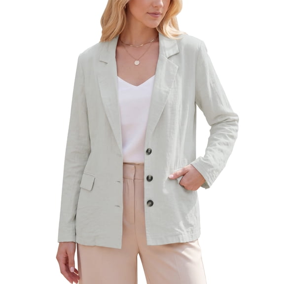 DARING DIVA Women's Lapel Collar Long Sleeve Lightweight Blazer Jacket XS Apricot
