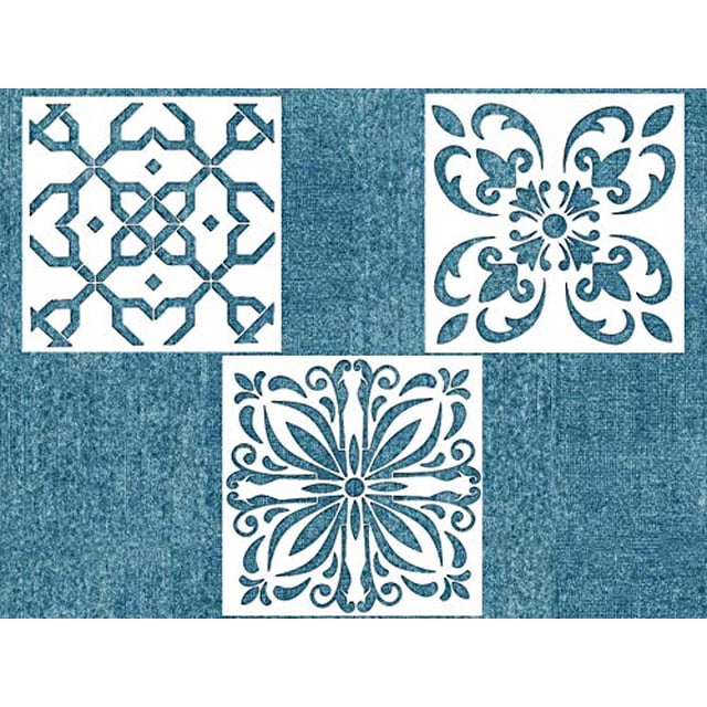 Obuy Juego De Plantillas (12 X 12 Pulgadas) Plantilla De Pintura Cortada Con Láser Para Azulejos De Pared, Tela, Plantillas De Madera, Plantilla Reutilizable (Paquete De 3) (Ph-1)