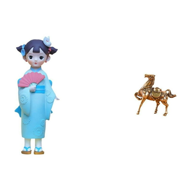 Estatua de resina, figura de Kabuki asiática, juguete, kimono japonés, muñeca de geisha, figuras de caballos, artesanías vintage, adorno, escultura pa