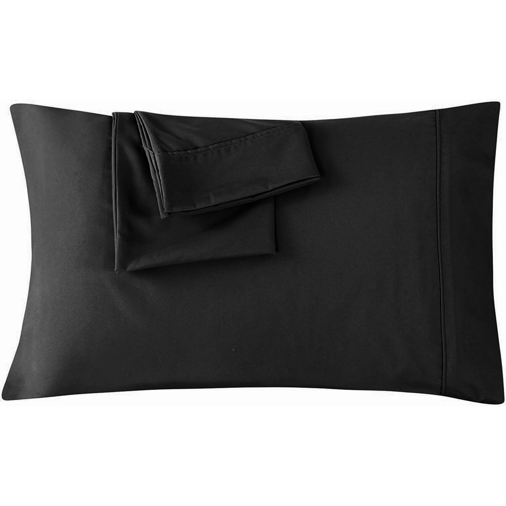 Splendid Collections Pillowcases Set of 2 with Envelope Closure Solid Black King Size Pillow