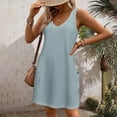 thumbnail image 5 of Atogsazn Summer Dresses for Women Solid Color Sleeveless V-neck Loose Flowy Tank Sundress Casual Tshirt Dresses for Women Gray L, 5 of 5