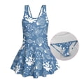 thumbnail image 6 of COEQINE Girls One Piece Swimsuit with Skirt Sleeveless Cute Skirted Bathing Suit Hawaiian Swimwear for Kids 3-4 Years, Summer Swim Dress for Water Play, Marine Starfish Seashell Coral Blue, 6 of 8
