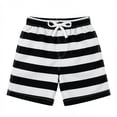 thumbnail image 4 of Rggeeun Child Boys Shorts Cute Stripes Pattern Elastic Drawstring Waist Adjustable Loose Fit Soft Breathable Wide Leg For Summer Everyday Use Versatile Bottoms,Black,11-12 Years, 4 of 4