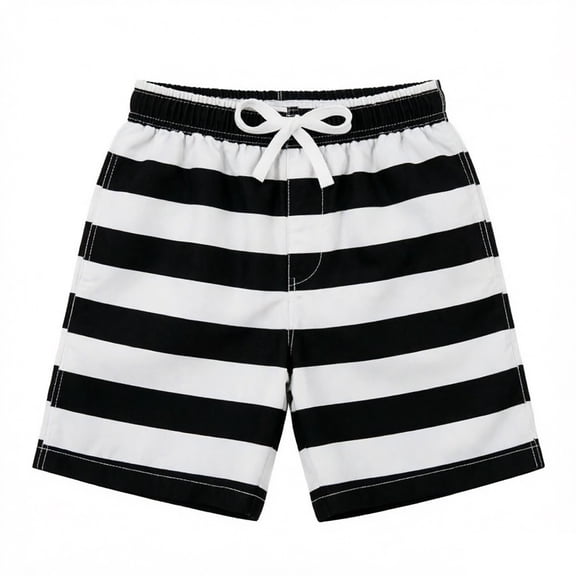 PRfgtbd Boys Swim Trunks Striped Print Beach Shorts Summer Swimming Pool Wear Kids Swimming Trunks With Compression Liner Bathing Suit Swimwear 2-3 Years
