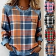 thumbnail image 6 of Plaid Sweatshirts Womens Long Sleeve Jean Denim Patchwork Trendy Tops Crew Neck Blouses Loose Pullover Shirts (2XL, Black), 6 of 6