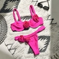 thumbnail image 3 of TNOBHG Women Swimsuit Set Women's Bandeau Sling Flower Decor Bra High Waist Briefs Set 2pcs/set Split Design Swimsuit Two-piece Bikini Set, 3 of 8