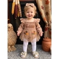 thumbnail image 4 of Cjfdfy Newborn Baby Girl Thanksgiving Outfit Turkey Or Homemade Rolls Long Sleeve Smocked Romper Dress Headband Infant Cute My First Thanksgiving Fall Winter Clothes 0-18M, 4 of 9