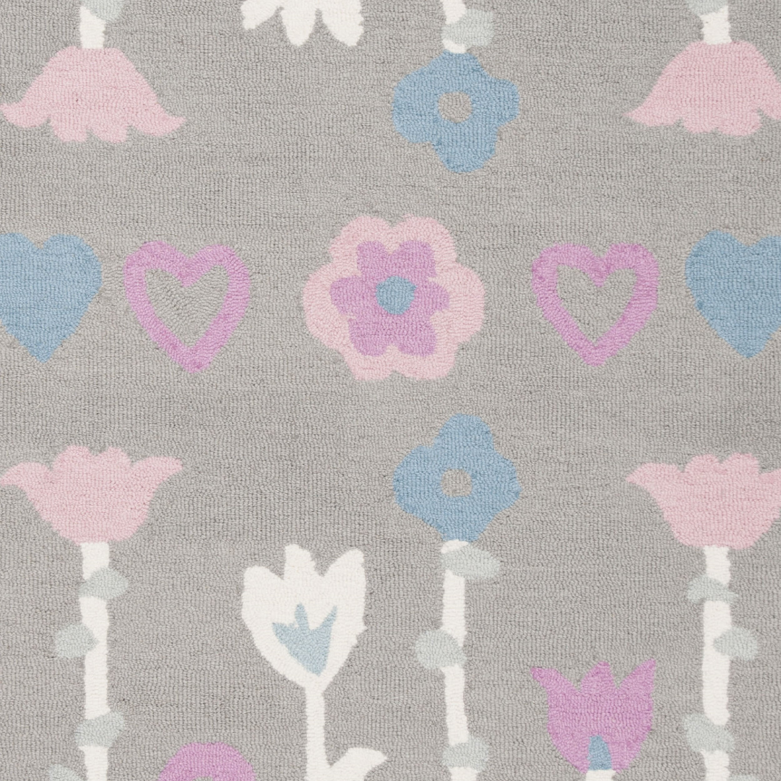 SAFAVIEH Kids Antoinette Floral Wool Area Rug, Grey/Pink, 3' x 5'