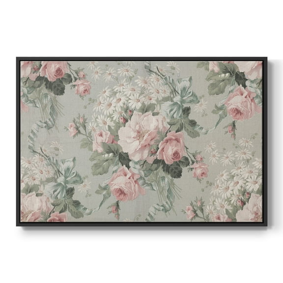 Vintage Abstract Print-XIV Framed in Black Wood Gallery Wrapped Canvas 17 in. x 25 in.