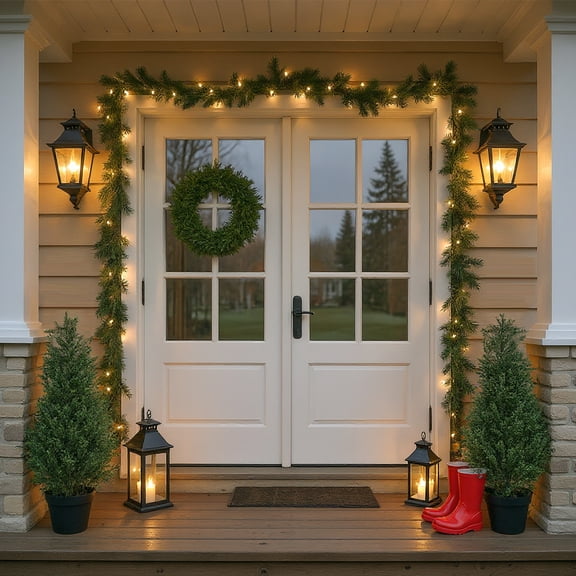 Artificial Cedar Topiary Trees for Outdoors, Set of 2 Potted Fake Cypress Trees, Faux Cedar Pines Evergreen Plants for Indoor Home Offices Front Porch Decor