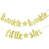 Twinkle Twinkle Little Star Banner, Twinkle Twinkle Little Star Baby Shower Birthday Party Decorations Supplies (Gold)