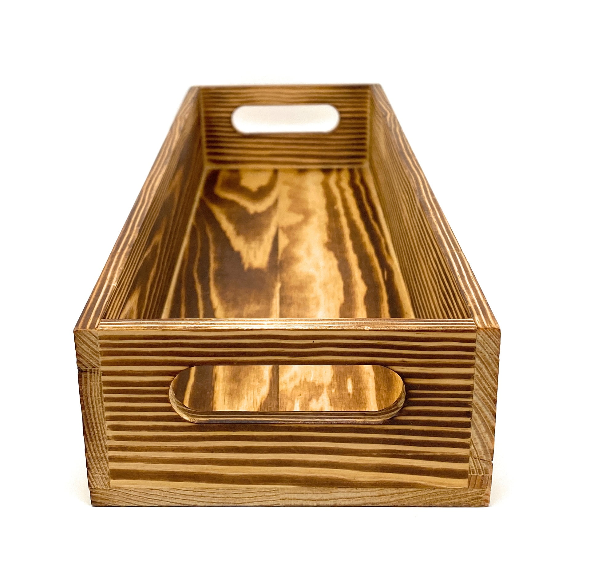 CB Accessories Long Wood Serving Tray, Torch Finish, Farmhouse, Rustic Home Decor & Gift Rectangular, 15x5 inch