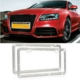 thumbnail image 5 of Bling License Plate Frame,2 Pack Rhinestone License Plate Holder for Women,Glitter Diamond Car License Plate Cover for Girl,Stainless Steel Car Crystal License Plate Frame,White, 5 of 7