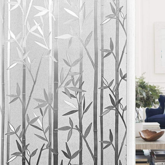 Finnez Bamboo Window Film for Privacy Frosted Window Film Perfect for Bathroom Livingroom and Office (23.6" ?118.1")