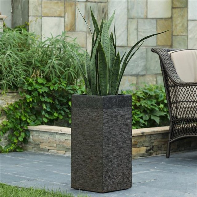 Luxen Home 27.75in. H Tall Square Brown MgO Planter