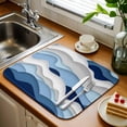 thumbnail image 3 of Dish Drying Mat for Kitchen Countertop, Blue Ocean Absorbent Microfiber Dish Mat Reversible Quick Dry Non Slip Draining Mat Kitchen Drying Pad for Dishes, Utensils 18x24 Inch Abstract Waves Ombre, 3 of 9