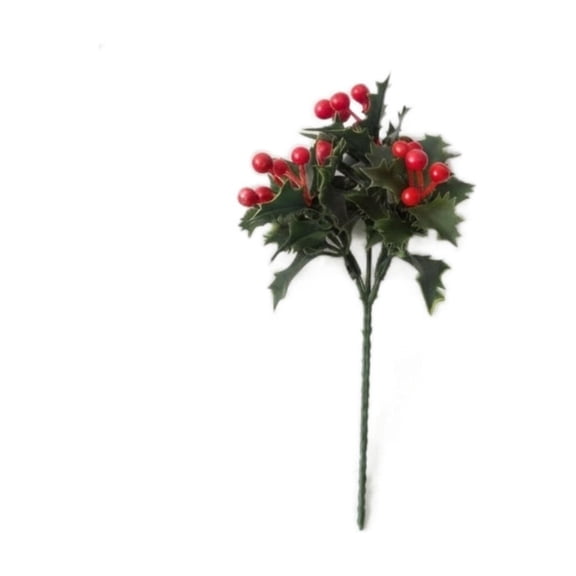 Qholemyo 5 Prong Red Berry Leaf Hanging Branch Fake Plants Home Decor Artificial Plants For Christmas Wall Venue Hanging Ornament