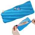thumbnail image 1 of Zipit Pencil Case, Cute Monster Design Zipper Pencil Case for Students - Large Capacity Stationery Box, Blue Color, Machine Washable Organizer for School Supplies and Kíds Use, 1 of 9