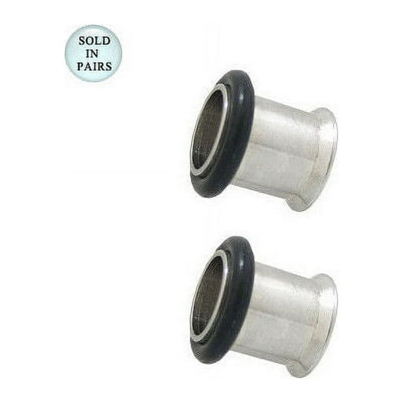 Single Flare Surgical Steel Tunnel Ear Plugs Eyelet with O Ring - 00G to 7/16"