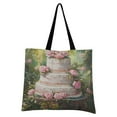 thumbnail image 4 of Canvas Tote Bag for Women Girls Design Print Three Tier Cake with Roses Tote, 4 of 8