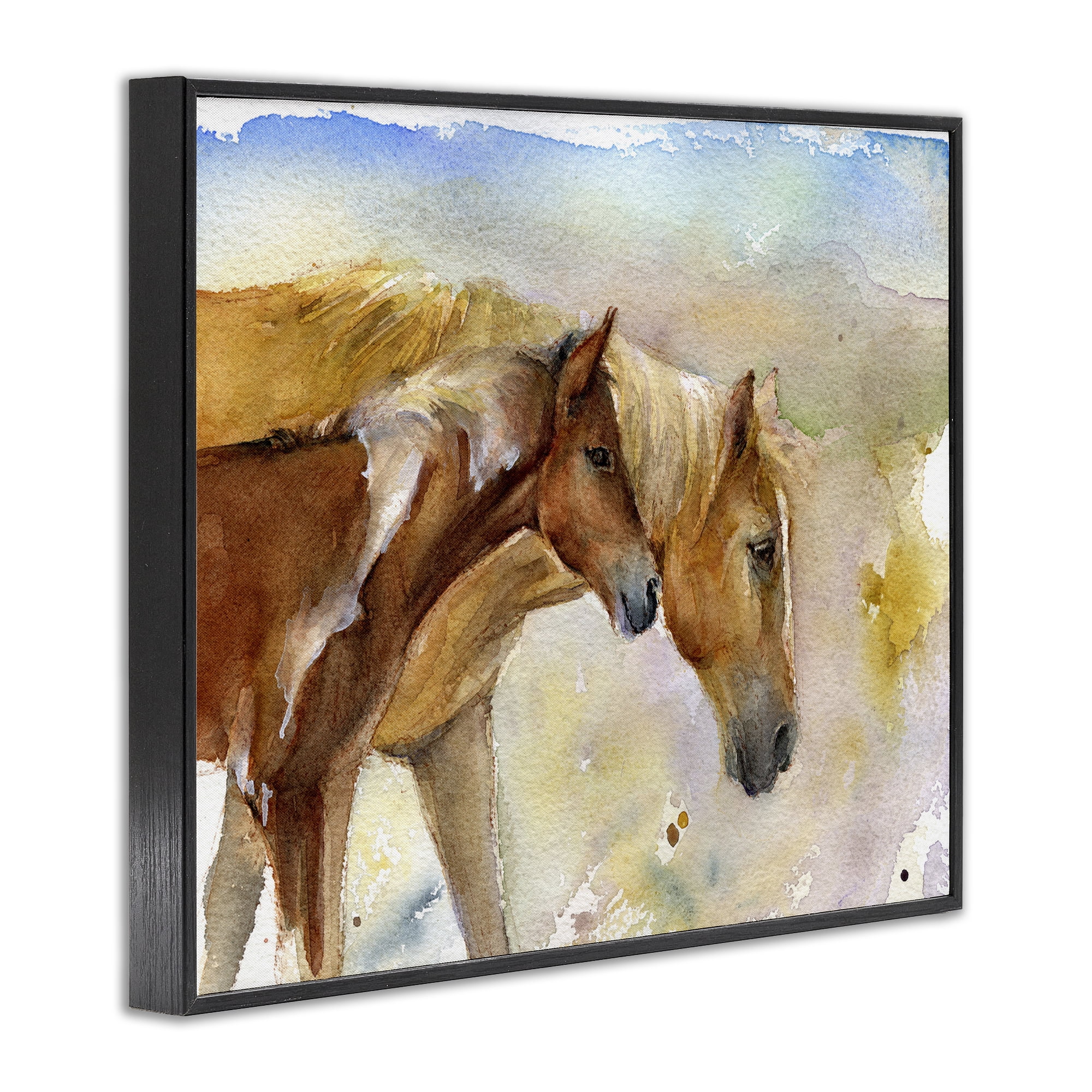 Stupell Industries Wild Horses Watercolor Animals & Insects Painting Black Framed Art Print Wall Art, 20 x 16