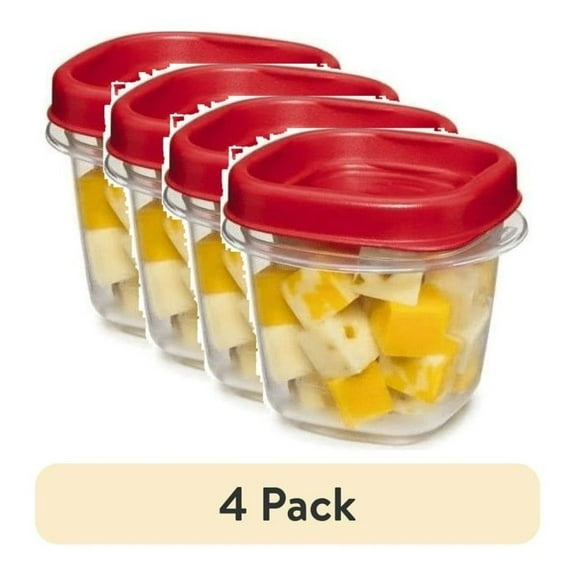 Food Storage Containers 4 Pack - 0.5 Cup Plastic Containers with Lids - BPA Free, Microwave Safe, Freezer & Dishwasher Safe - Stackable Rectangle Kitchen Organization