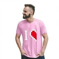 thumbnail image 3 of Chandails des Fêtes pour Couples Assortis Saint-Valentin Classique Imprimé Cœur Décontracté Col Rond Manches Courtes Tunique T-Shirt Décontracté Confortable Doux Respirant Mari Femme Blouse Tee Rose G, 3 of 7