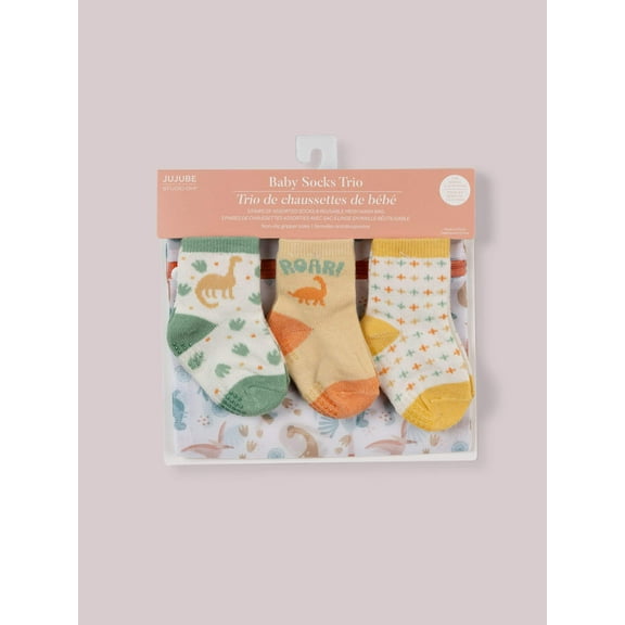 JuJuBe x Studio Oh! 3-Pack Soft Durable Baby Socks Set - Roarsome