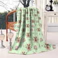 thumbnail image 2 of Green Highland Cow Flower Pattern Blanket,Comfortable Soft Lamb Wool Throw Blanket,All Season,Warm Lightweight Blankets for Sofa Bed Couch Living Room Chair,50"x60", 2 of 4
